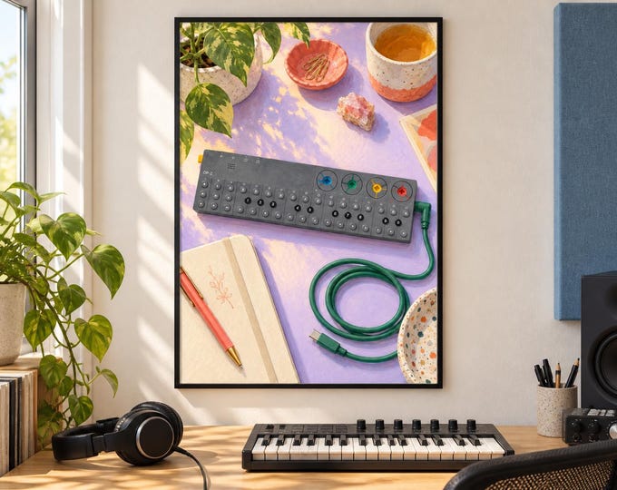 Teenage Engineering OP-Z Wall Art Print, Colourful Synthesizer and Sequencer Poster, A2 Digital Download — presentación de la obra