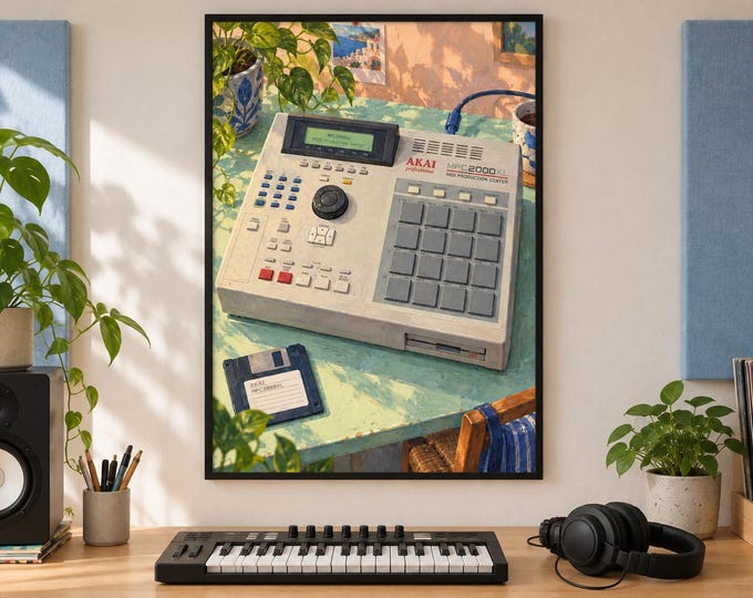 Akai MPC2000XL Wall Art Print, Colourful Sampler Poster, A2 Digital Download — presentación de la obra