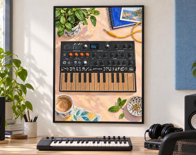 Arturia MicroFreak Wall Art Print, Colourful Synthesizer Poster, A2 Digital Download — presentación de la obra