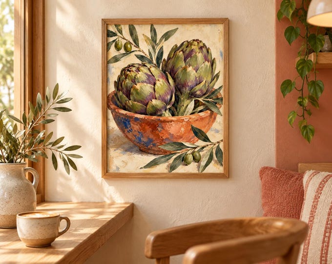 Artichoke Market – Kitchen Still Life, A3 Digital Download — presentación de la obra