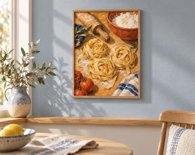 Sunday Pasta – Kitchen Still Life, A3 Digital Download — presentación de la obra