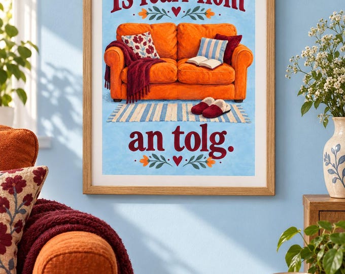 I Prefer the Sofa – Irish Language Wall Art, A3 Digital Download — presentación de la obra