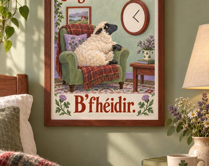 Five More Minutes – Irish Language Wall Art, A3 Digital Download — presentación de la obra