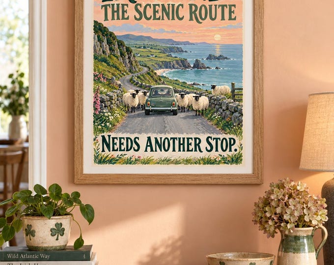 Another Scenic Stop – Funny Ireland Wall Art, A3 Digital Download — presentación de la obra