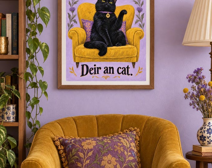 The Cat Is In Charge – Irish Language Wall Art, A3 Digital Download — presentación de la obra