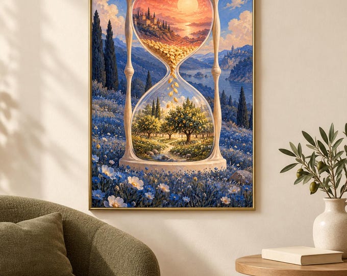 Garden Hourglass - The Gardener's Hourglass | Surreal Wall Art, A2 A3 Digital Download — presentación de la obra