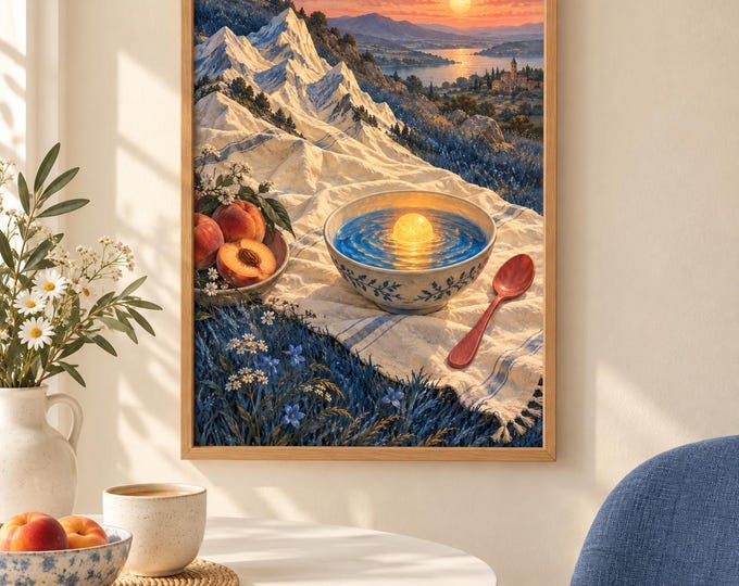 Sun Bowl Picnic - The Mapmaker's Picnic | Surreal Wall Art, A2 A3 Digital Download — presentación de la obra