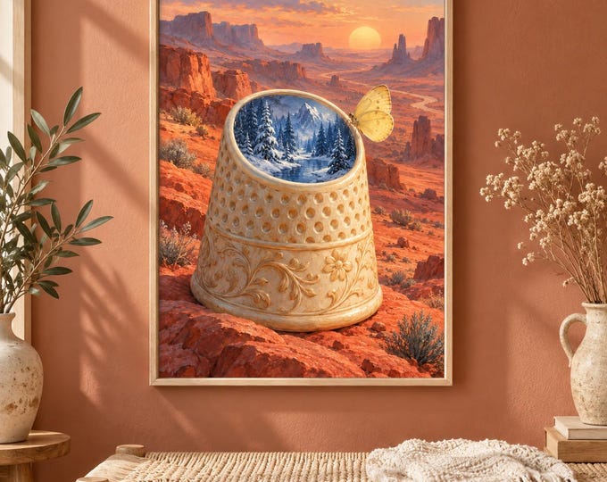 Thimble Forest - The Last Snowflake | Surreal Wall Art, A2 A3 Digital Download — presentación de la obra