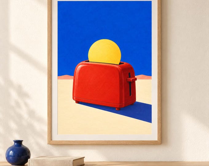 Sun Toaster Kitchen Art | Sunrise on Toast | A2 Printable Digital Download — presentación de la obra