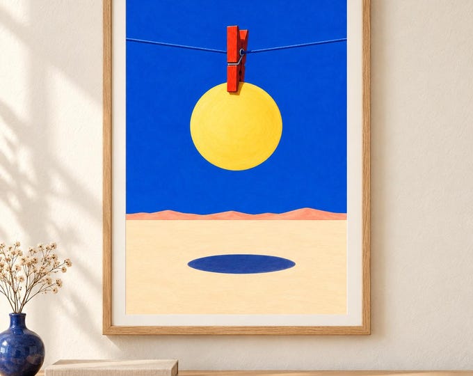 Sun on a Clothesline Art | The Sun Pegged Out | A2 Printable Digital Download — presentación de la obra