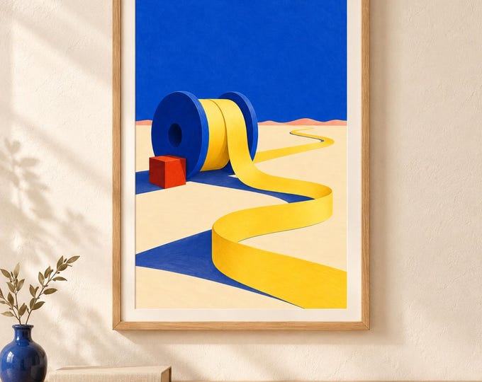 Golden Ribbon Spool Art | Light by the Metre | A2 Printable Digital Download — presentación de la obra