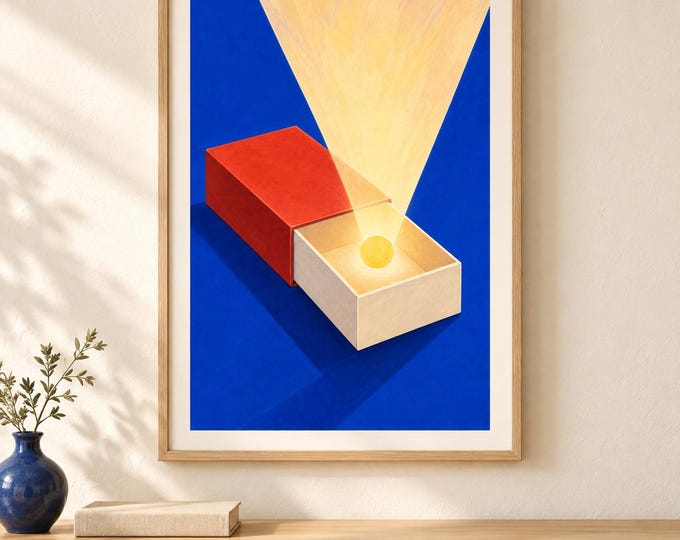 Sun in a Matchbox Art | Matchbox Morning | A2 Printable Digital Download — presentación de la obra
