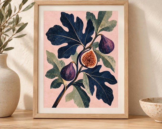 Night Garden No. 25 - Fig Leaves at Dusk | Botanical Art Digital Download — presentación de la obra