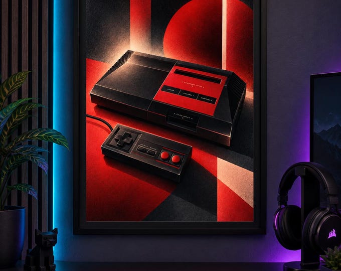 Sega Master System Luminous Gaming Art Print (A2 Digital Download) — presentación de la obra