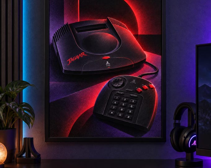 Atari Jaguar Art Print, Luminous Gaming Wall Art, Gamer Room Decor, A2 Digital Download — presentación de la obra