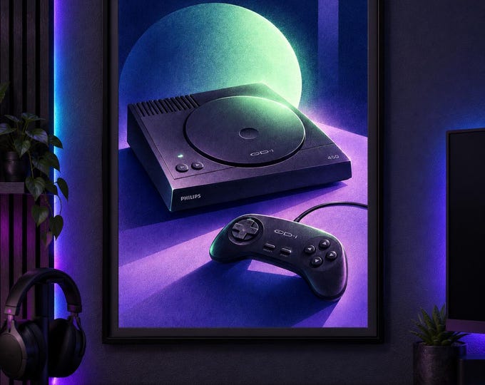 Philips CD-i 450 Luminous Gaming Art Print, Retro Console Wall Decor (A2 Digital Download) — presentación de la obra