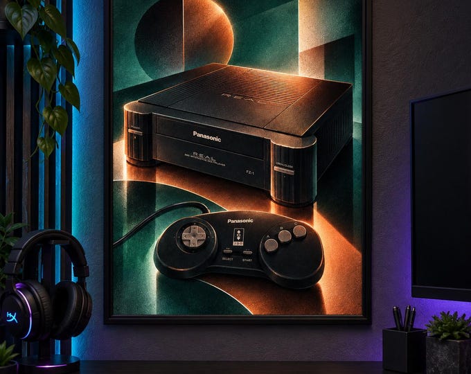 Panasonic 3DO FZ-1 Art Print, Luminous Gaming Wall Art (A2 Digital Download) — presentación de la obra