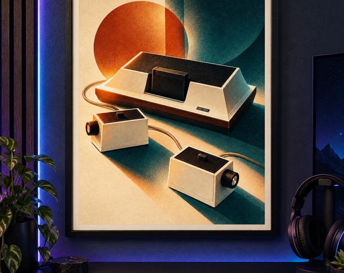 Magnavox Odyssey Art Print, Luminous Gaming Wall Art, Gamer Room Decor, A2 Digital Download — presentación de la obra