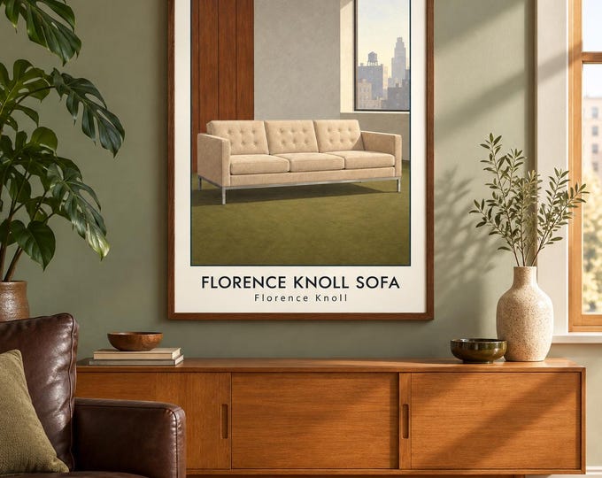 Florence Knoll Sofa Art Print, Florence Knoll Furniture Poster, A2 Digital Download — presentación de la obra
