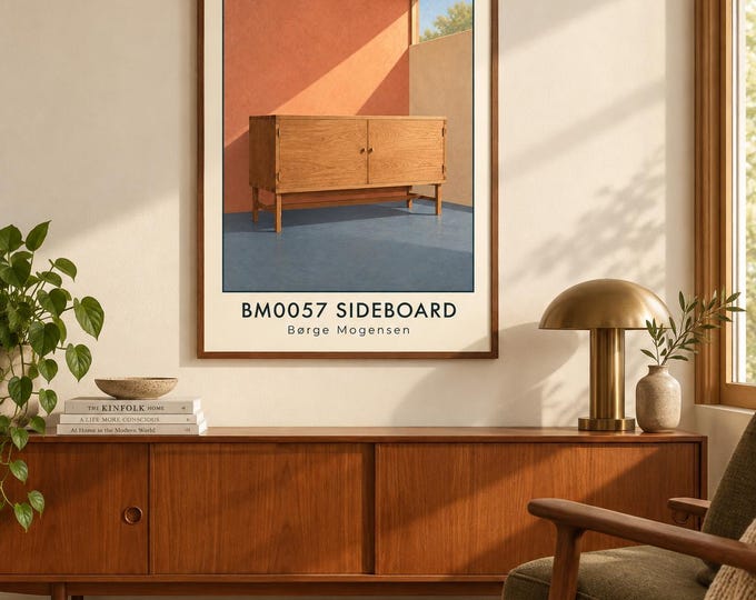 BM0057 Sideboard Art Print, Børge Mogensen Furniture Poster, A2 Digital Download — presentación de la obra