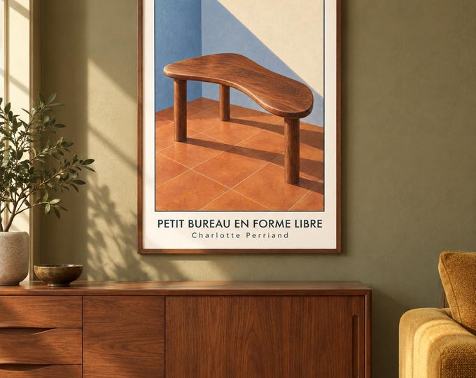 Petit Bureau en Forme Libre Art Print, Charlotte Perriand Furniture Poster, A2 Digital Download — presentación de la obra