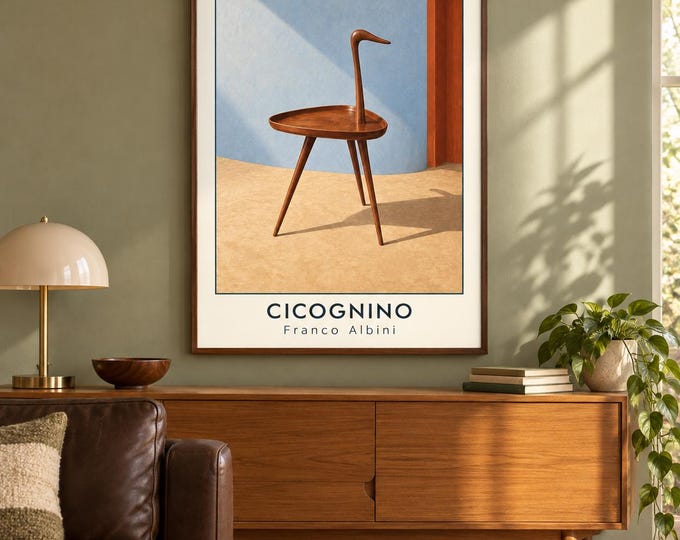 Cicognino Art Print, Franco Albini Furniture Poster, A2 Digital Download — presentación de la obra