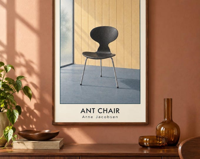 Ant Chair Art Print, Arne Jacobsen Furniture Poster, A2 Digital Download — presentación de la obra