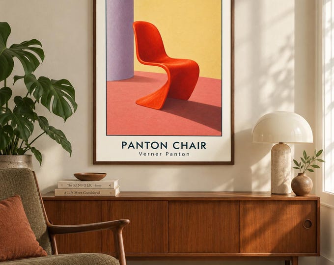 Panton Chair Art Print, Verner Panton Furniture Poster, A2 Digital Download — presentación de la obra