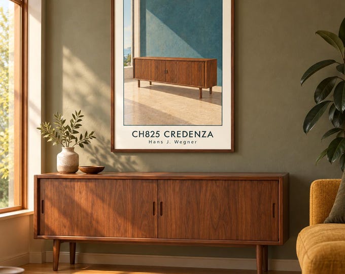 CH825 Credenza Art Print, Hans J. Wegner Furniture Poster, A2 Digital Download — presentación de la obra