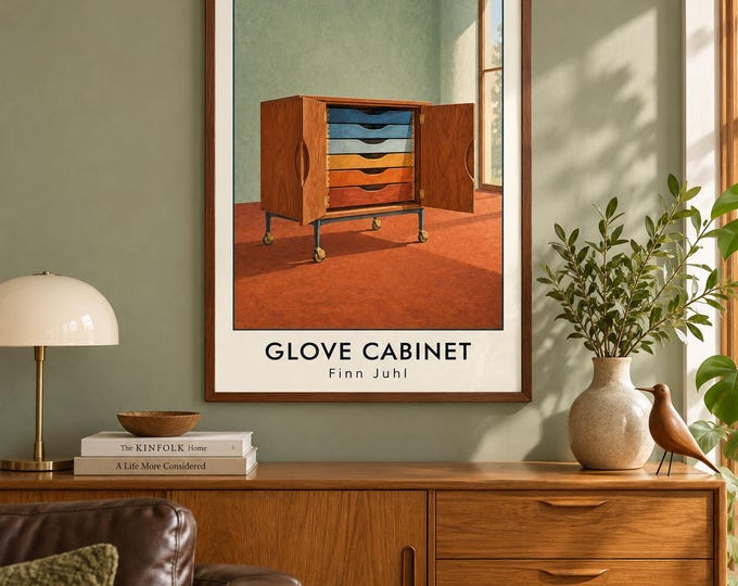 Glove Cabinet Art Print, Finn Juhl Furniture Poster, A2 Digital Download — presentación de la obra