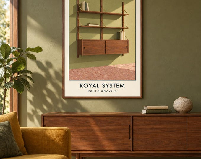Royal System Art Print, Poul Cadovius Furniture Poster, A2 Digital Download — presentación de la obra