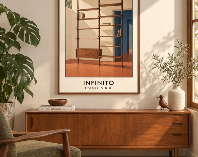 Infinito Art Print, Franco Albini Furniture Poster, A2 Digital Download — presentación de la obra