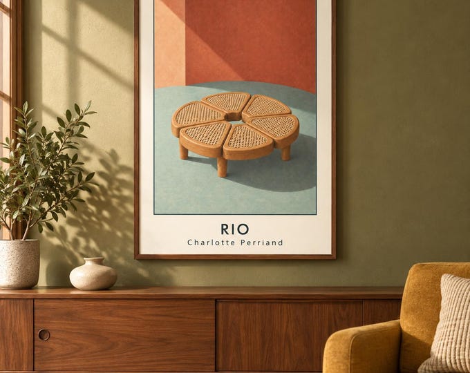 Rio Table Art Print, Charlotte Perriand Furniture Poster, A2 Digital Download — presentación de la obra
