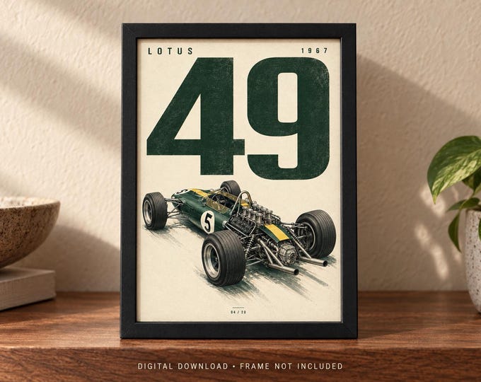 LOTUS 49 1967 Retro Racing Car Poster, A2 Print, Digital JPG — presentación de la obra