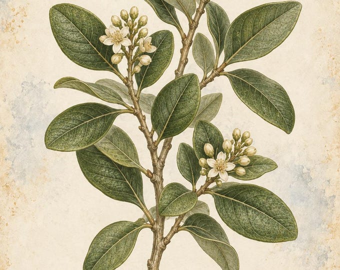 Boldo Botanical Print, Boldo Herbarium Art, English & Spanish Plant Poster, Digital Download — presentación de la obra