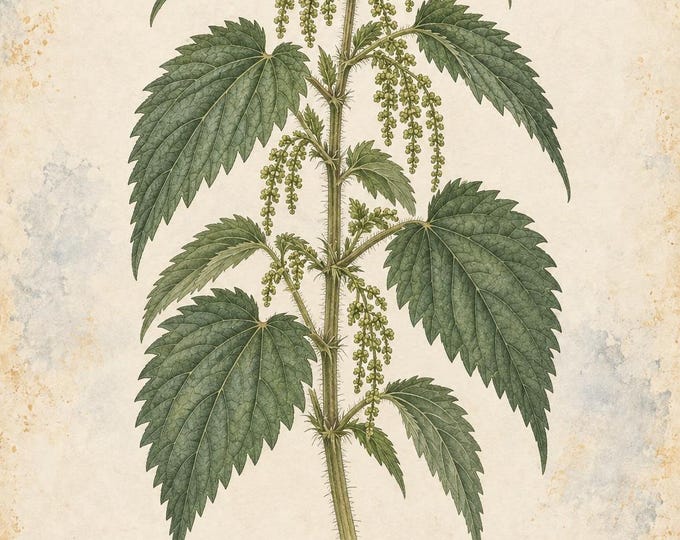 Nettle Botanical Print, Ortiga Herbarium Art, English & Spanish Plant Poster, Digital Download — presentación de la obra