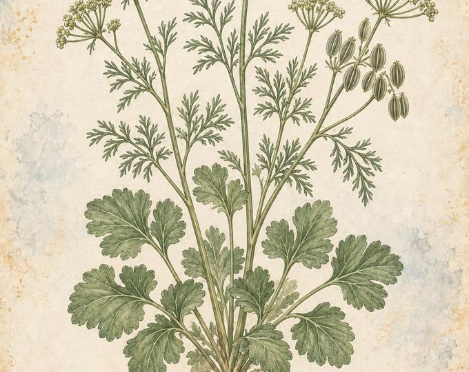 Anise Botanical Print, Anís verde Herbarium Art, English & Spanish Plant Poster, Digital Download — presentación de la obra