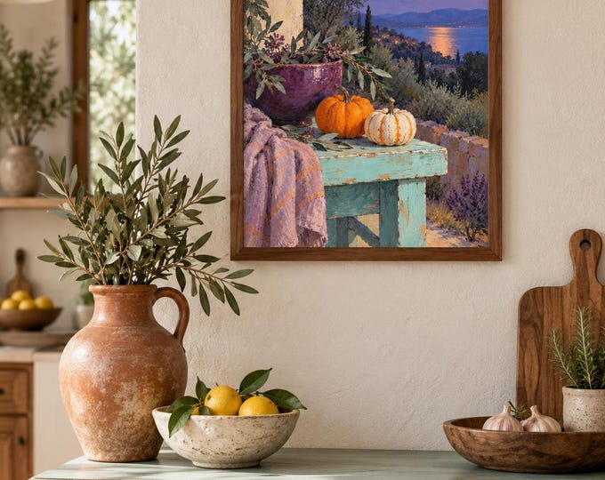 Last Harvest Light Wall Art, Autumn Still Life Painting, A3 Printable Digital Download — presentación de la obra