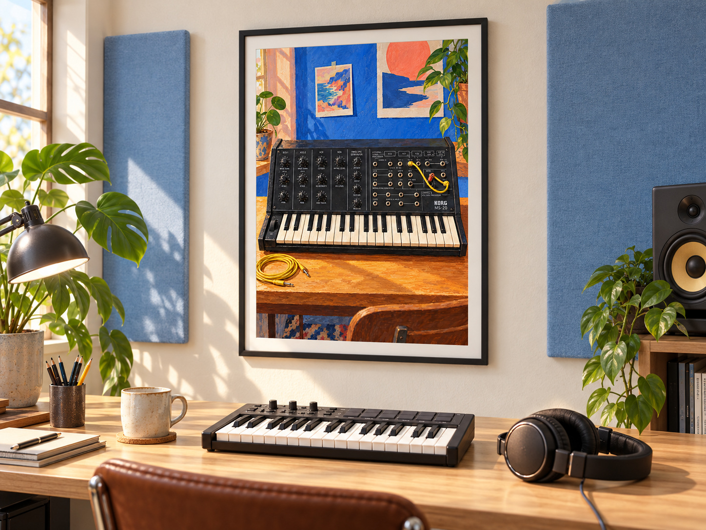 Korg MS-20 Wall Art Print, Colourful Synthesizer Poster, A3 Digital Download — presentación de la lámina