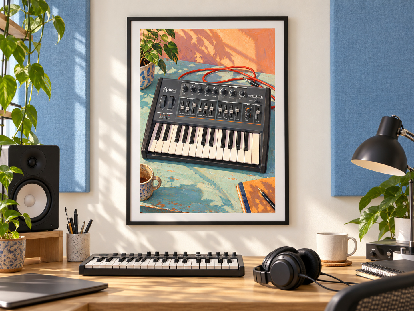 Arturia MiniBrute Wall Art Print, Colourful Synthesizer Poster, A3 Digital Download — presentación de la lámina