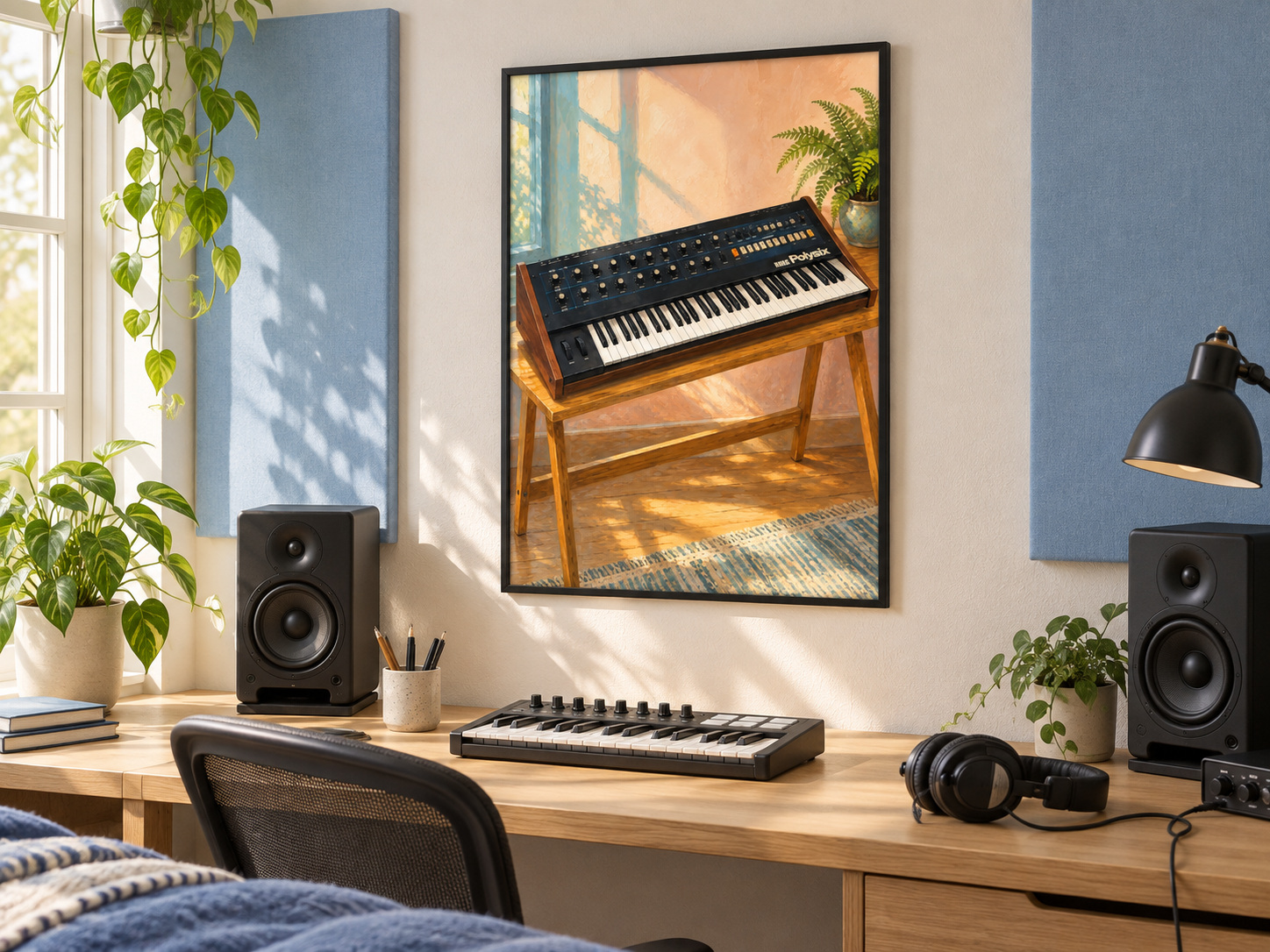 Korg Polysix Wall Art Print, Colourful Synthesizer Poster, A3 Digital Download — presentación de la lámina