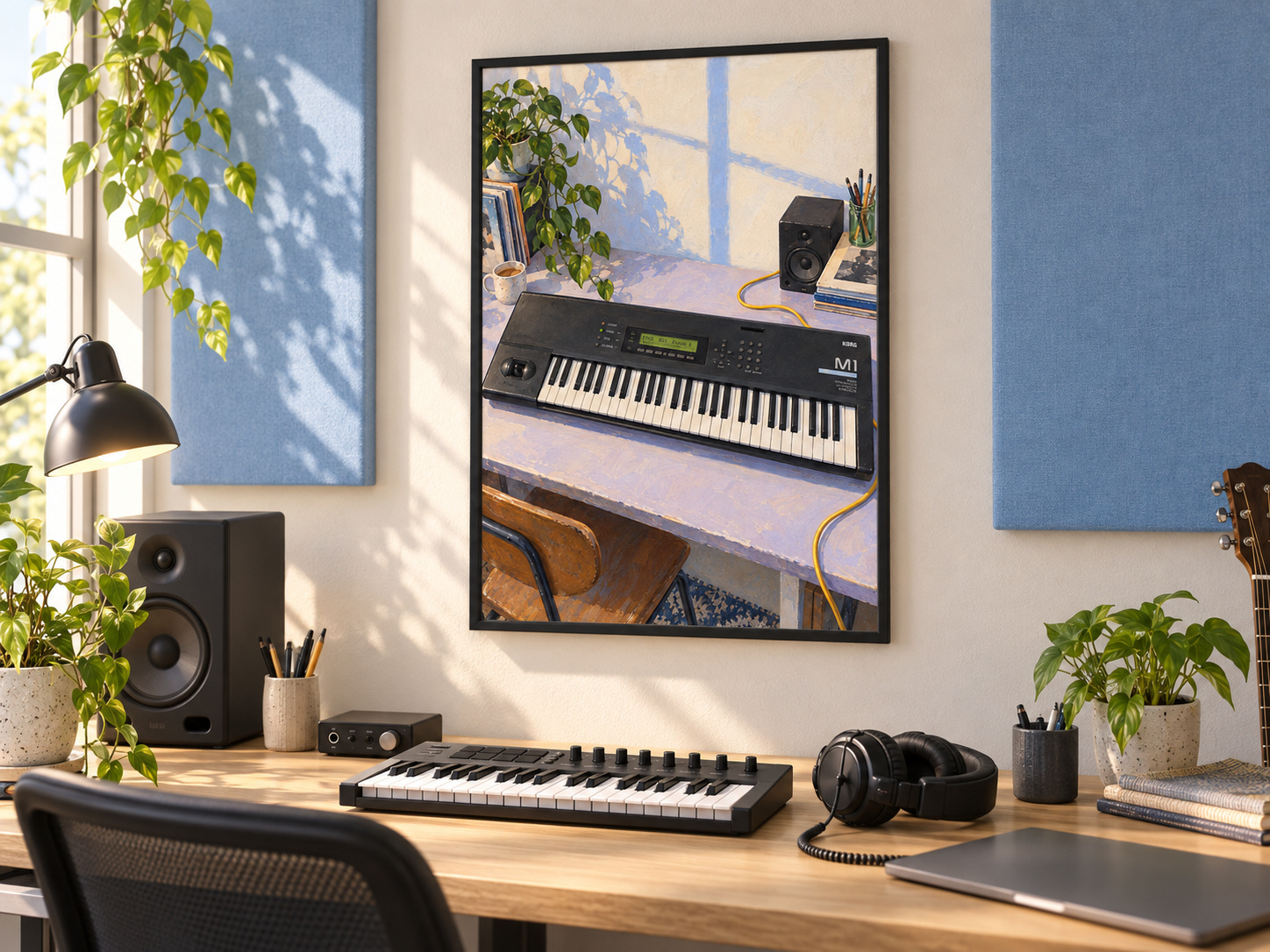 Korg M1 Wall Art Print, Colourful Synthesizer Poster, A3 Digital Download — presentación de la lámina