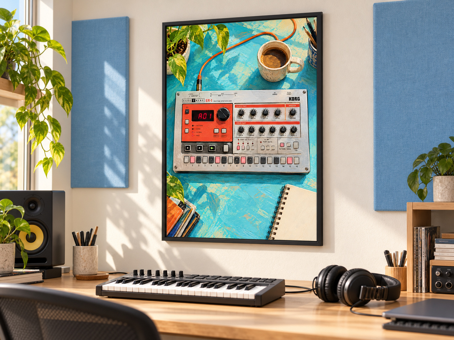 Korg Electribe ER-1 Wall Art Print, Colourful Drum Machine Poster, A3 Digital Download — presentación de la lámina