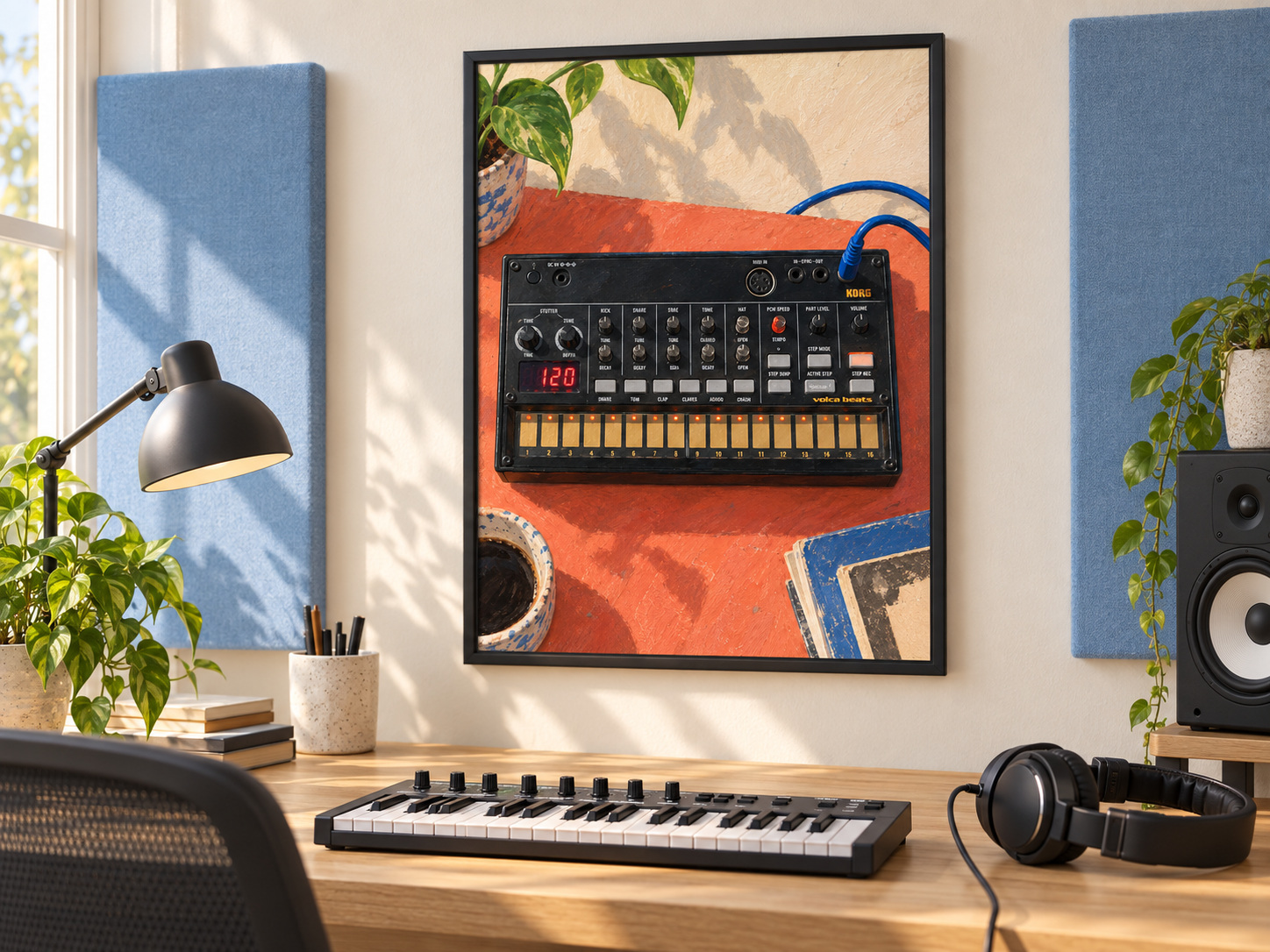 Korg volca beats Wall Art Print, Colourful Drum Machine Poster, A3 Digital Download — presentación de la lámina