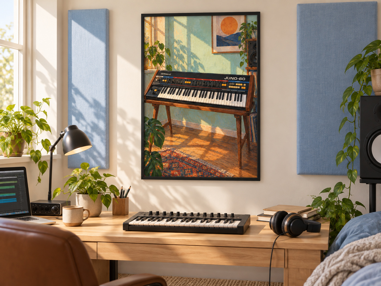 Roland JUNO-60 Wall Art Print, Colourful Synthesizer Poster, A3 Digital Download — presentación de la lámina
