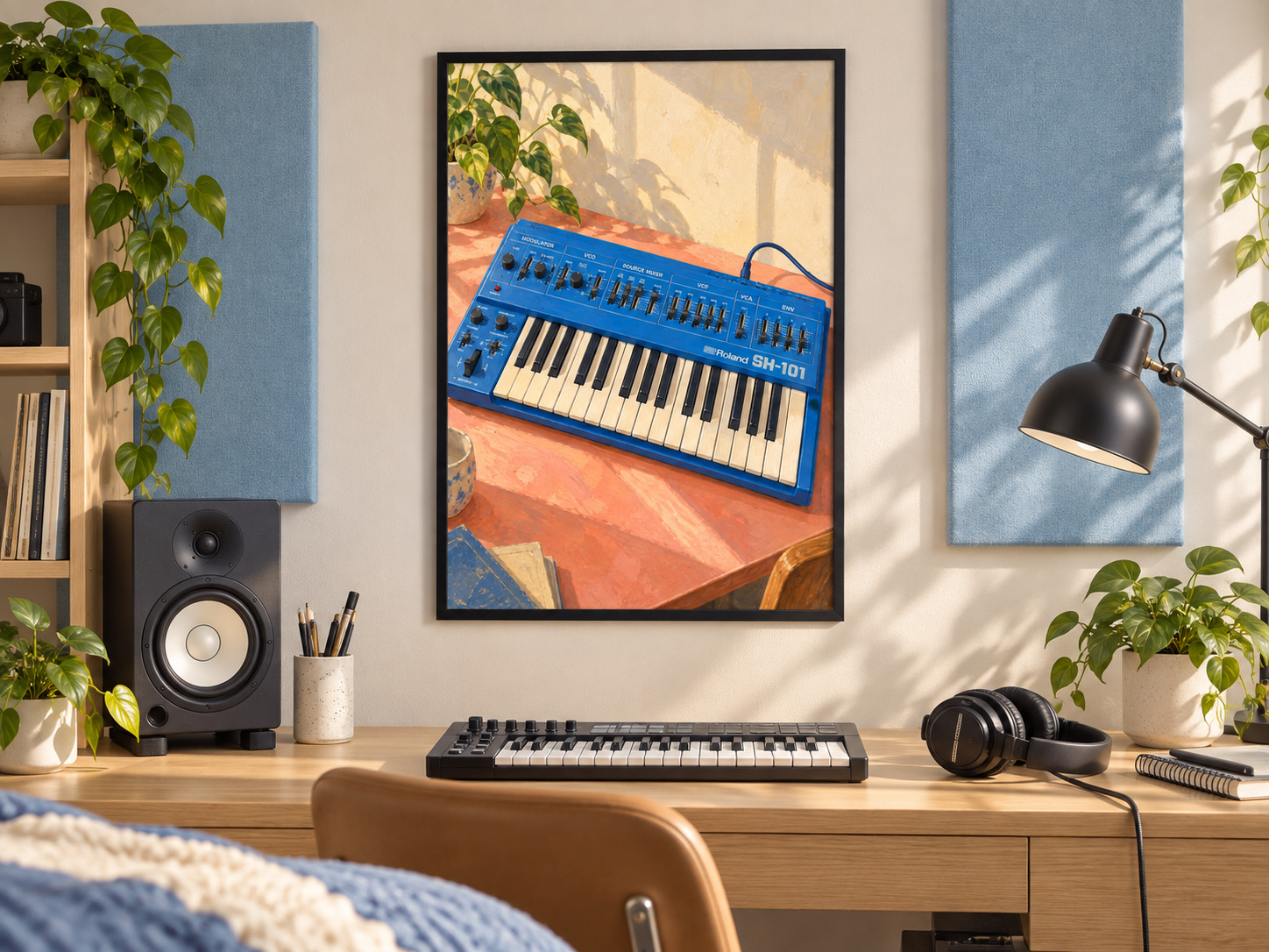 Roland SH-101 Wall Art Print, Colourful Synthesizer Poster, A3 Digital Download — presentación de la lámina