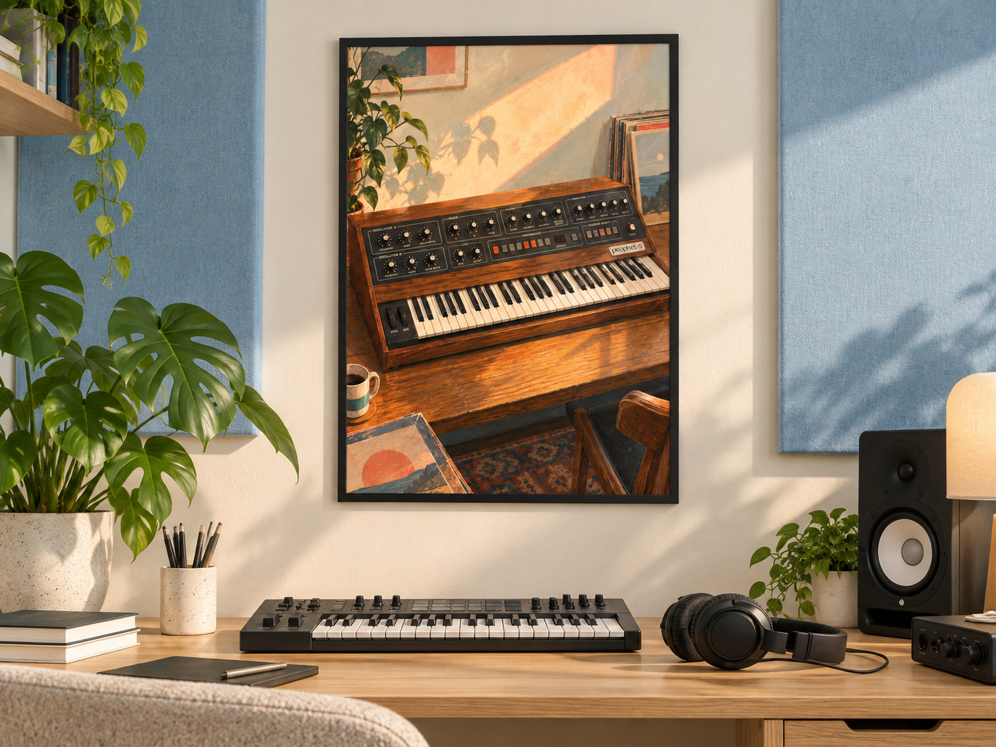 Sequential Prophet-5 Wall Art Print, Colourful Synthesizer Poster, A3 Digital Download — presentación de la lámina