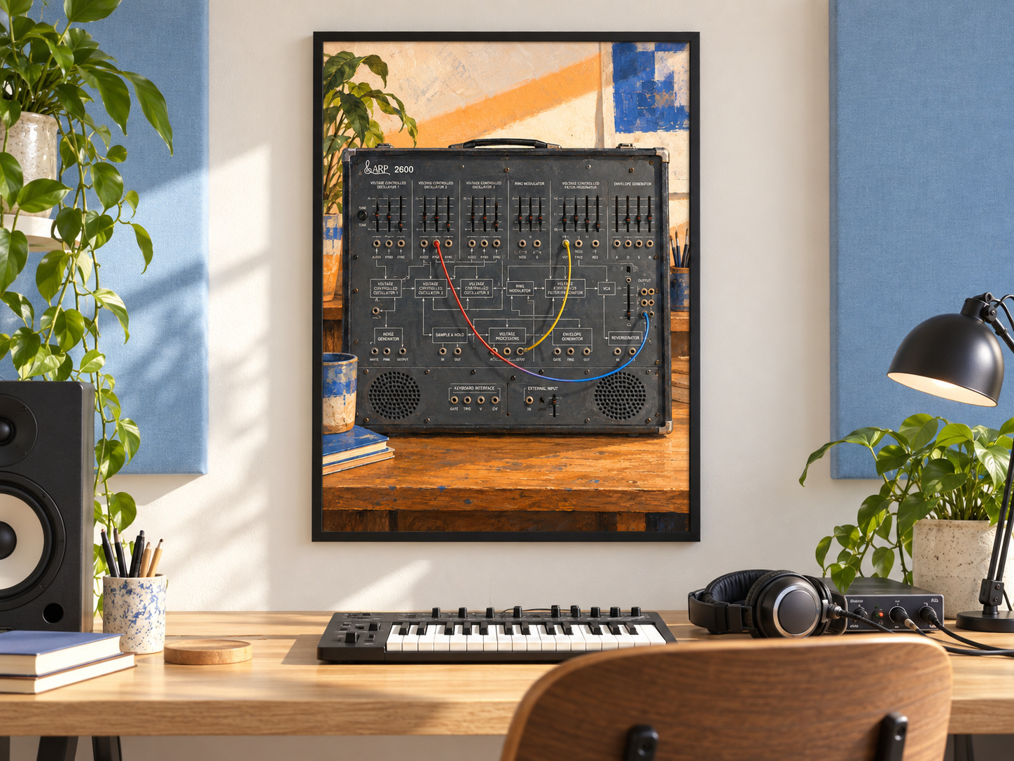 ARP 2600 Wall Art Print, Colourful Synthesizer Poster, A3 Digital Download — presentación de la lámina