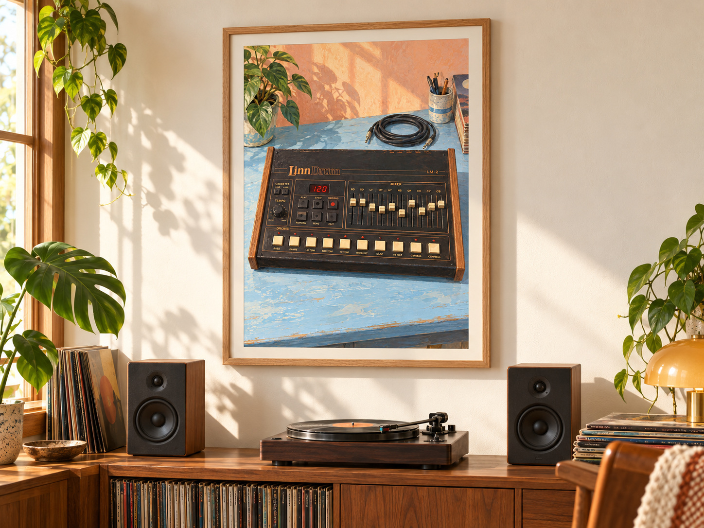 LinnDrum Wall Art Print, Colourful Drum Machine Poster, A3 Digital Download — ambiente 2