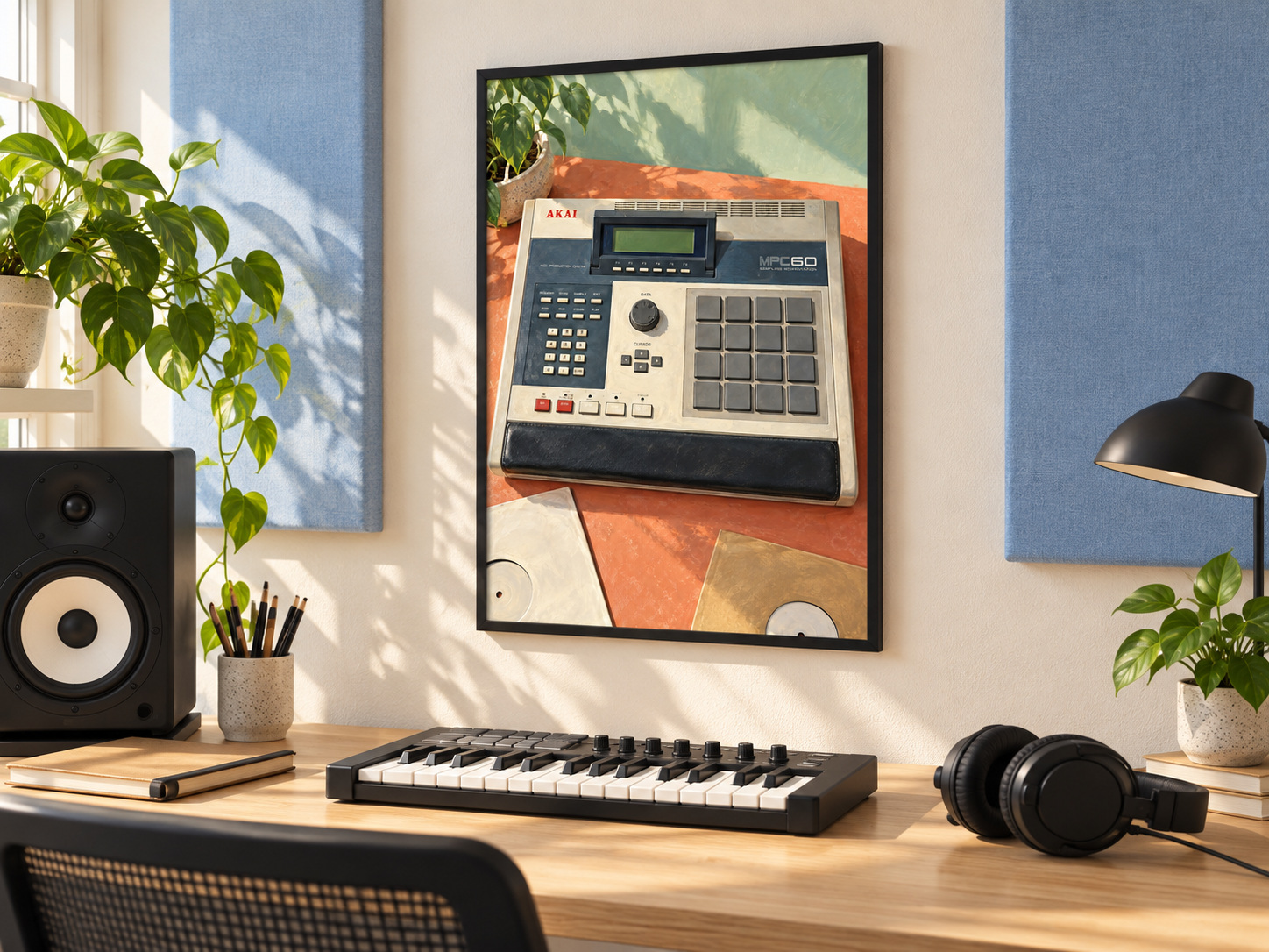 Akai MPC60 Wall Art Print, Colourful Drum Machine Poster, A3 Digital Download — presentación de la lámina